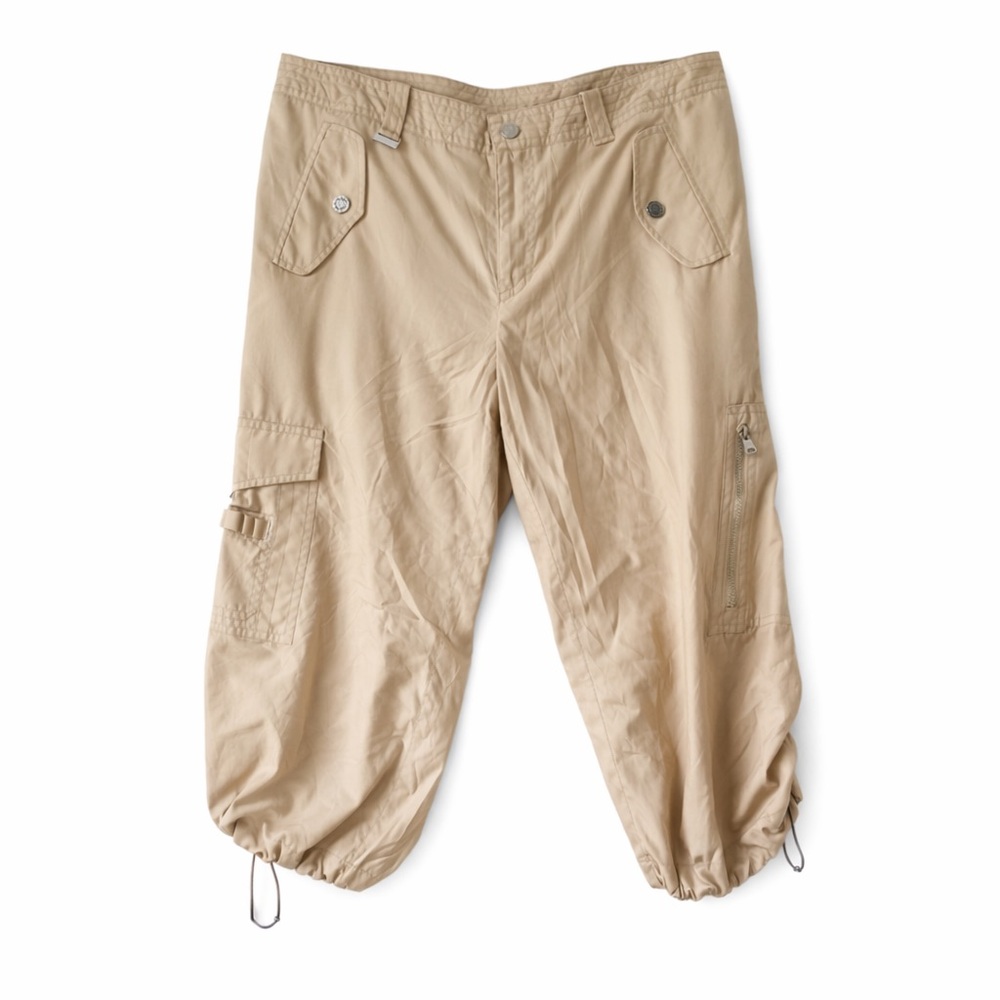 Y2K Ralph Lauren Golf Tan Khaki Cargo Capri Pants Adjustable Drawstring Cuffs‎